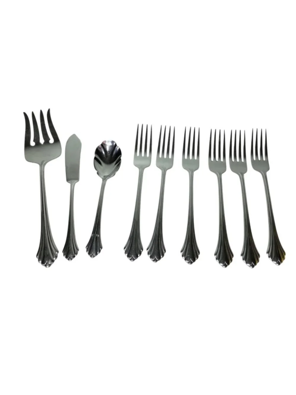 Oneida Bancroft 19 Piece Assorted Flatware Set Stainless Steel Fan Bottoms